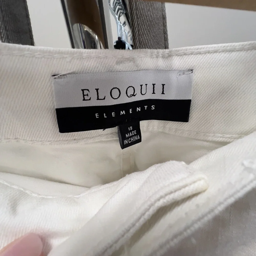 🖤 Eloqui Wide Leg White jeans Denim Pants 22 24 - Picture 4 of 8